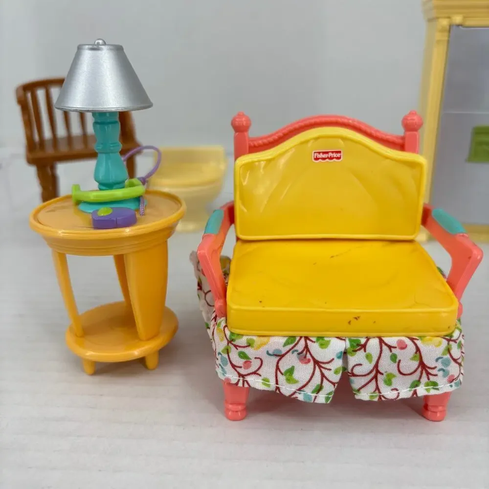 Fisher Price Loving Family‎ Furniture Lot Refrigerator Toilet Chairs Lamp Table